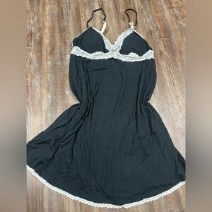 Vintage Victoria's Secret black with white lace trim slip dress Size L